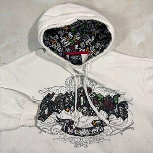 Y2K Southpole Crossbone Grunge Hoodie White Mens Large Vintage